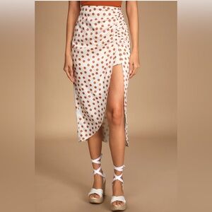 NWT Lulus Polka Dot High-Low Midi Skirt Size Medium